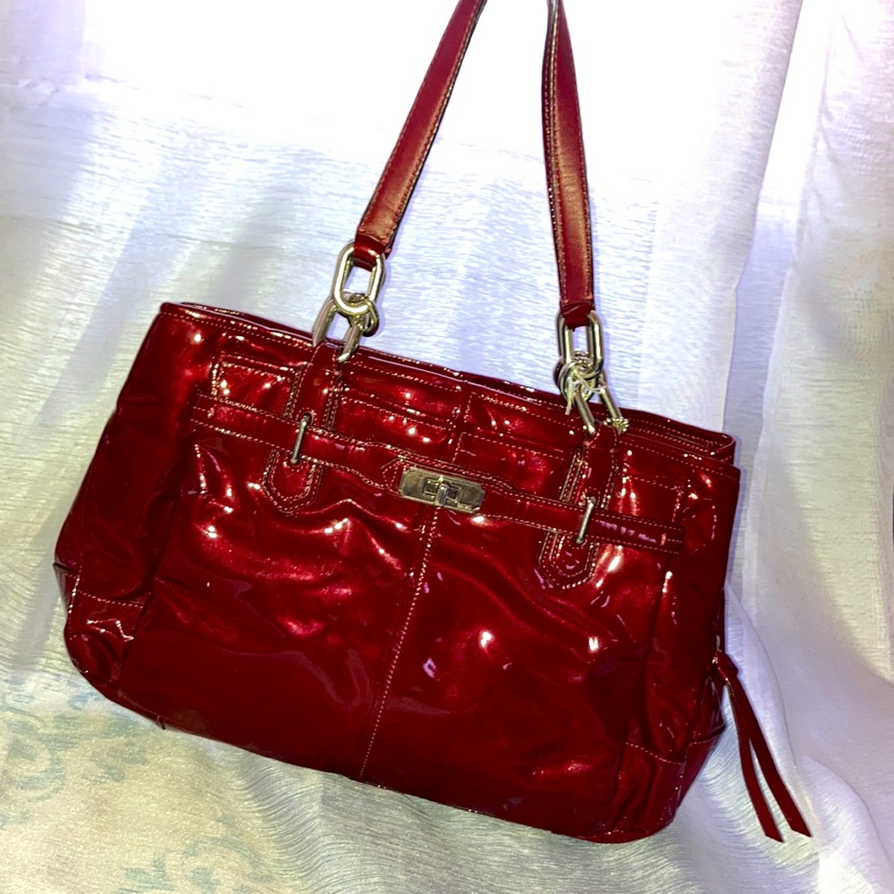 Coach "Chelsea Jayden" Maroon Patent Leather Large Bag